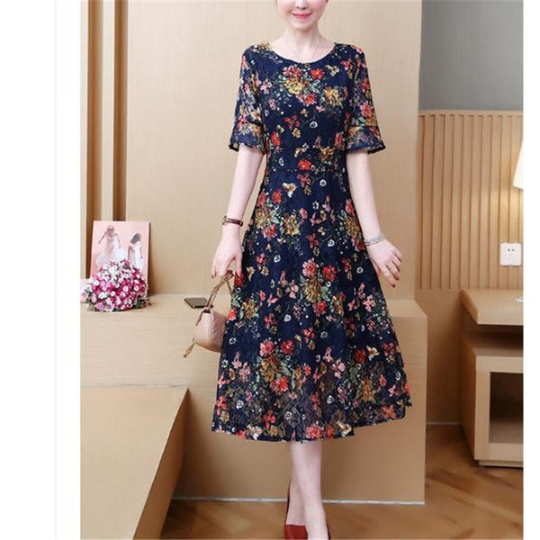 Ladies High Waist Short Sleeve Loose Dress