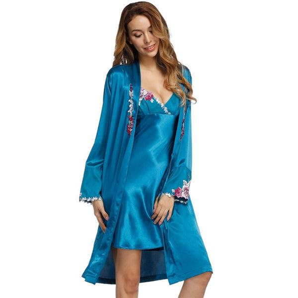 Bathrobes Silk Dressing Gown