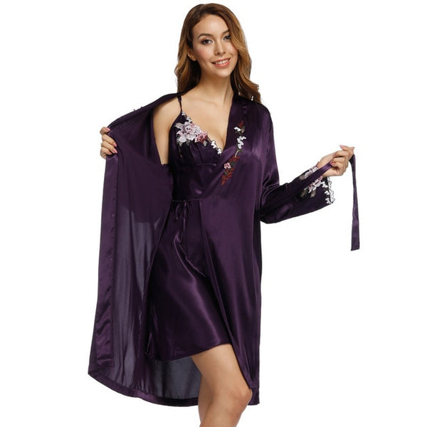 Bathrobes Silk Dressing Gown