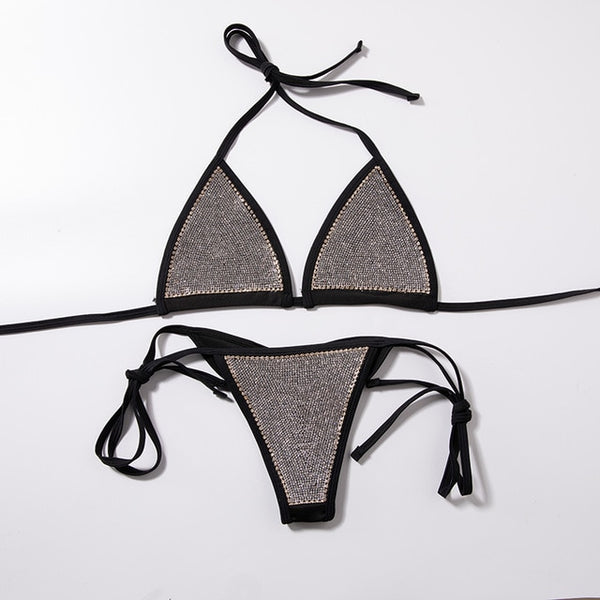 Women Swimsuit Halter Push Up Bandage Swimwear Bikini Set