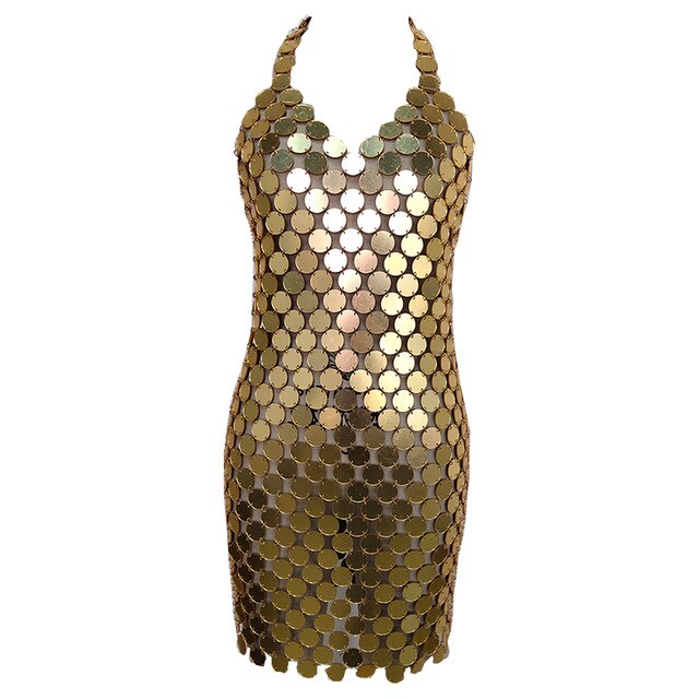 Metal Dress Ladies Backless Dress