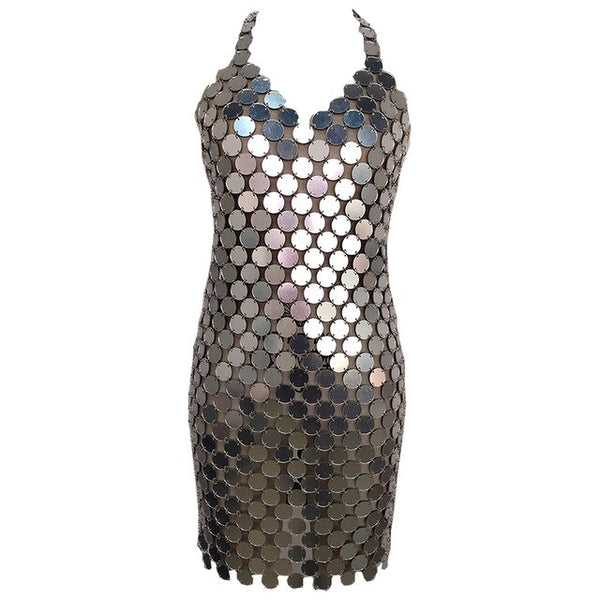 Metal Dress Ladies Backless Dress