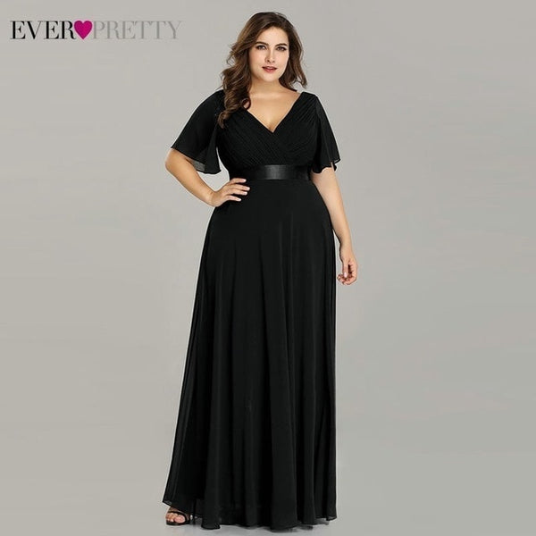 Evening Dresses V-Neck Ruffles Chiffon Formal Evening Gown Party Dress