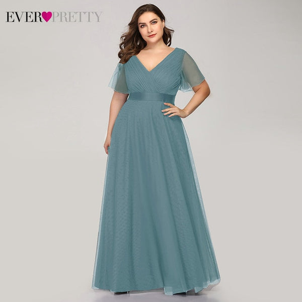 Evening Dresses V-Neck Ruffles Chiffon Formal Evening Gown Party Dress