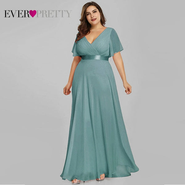 Evening Dresses V-Neck Ruffles Chiffon Formal Evening Gown Party Dress