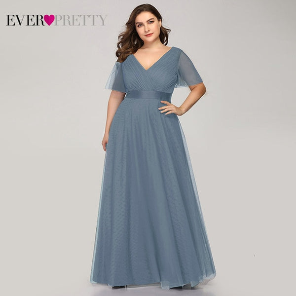 Evening Dresses V-Neck Ruffles Chiffon Formal Evening Gown Party Dress