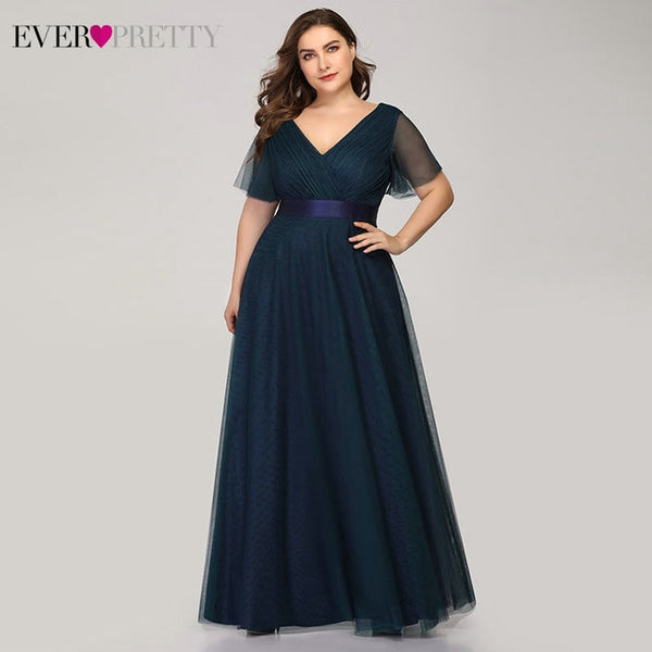 Evening Dresses V-Neck Ruffles Chiffon Formal Evening Gown Party Dress