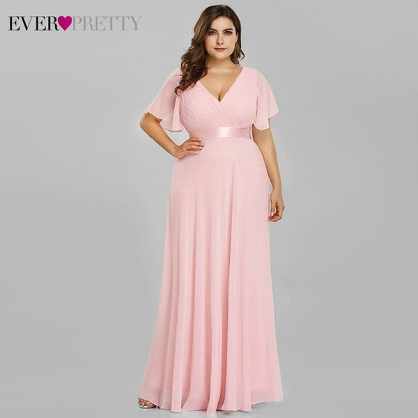 Evening Dresses V-Neck Ruffles Chiffon Formal Evening Gown Party Dress