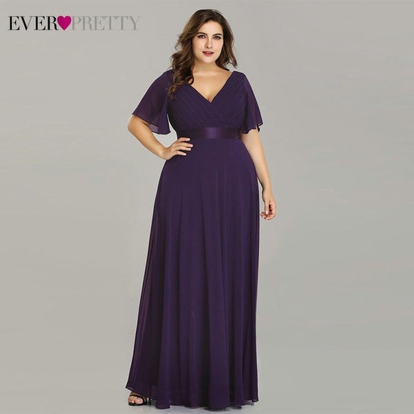 Evening Dresses V-Neck Ruffles Chiffon Formal Evening Gown Party Dress