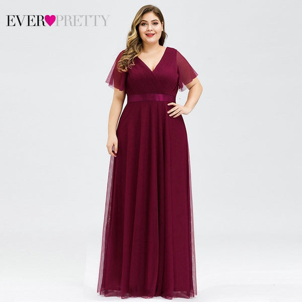 Evening Dresses V-Neck Ruffles Chiffon Formal Evening Gown Party Dress