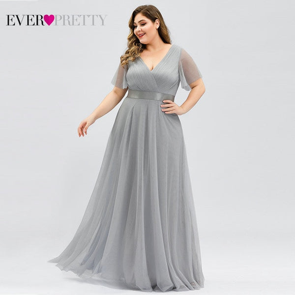 Evening Dresses V-Neck Ruffles Chiffon Formal Evening Gown Party Dress