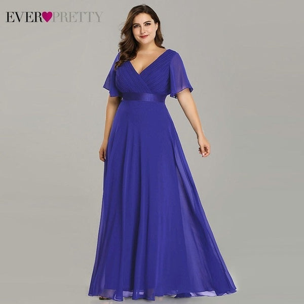 Evening Dresses V-Neck Ruffles Chiffon Formal Evening Gown Party Dress