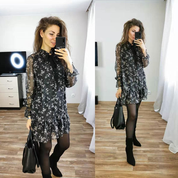 Vintage Long Sleeve Casual Loose Dress