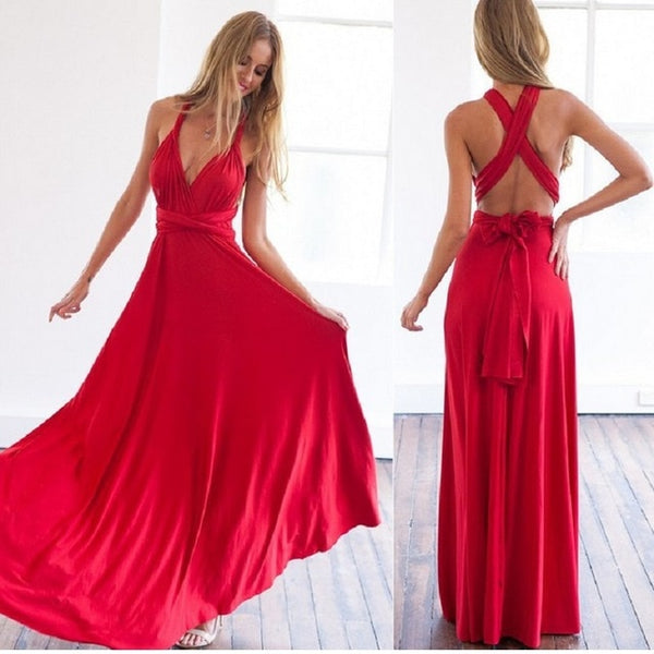 Red Dress Bandage Long Dress