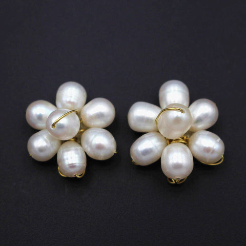 Pearls Earrings White Shell Pearls Stone