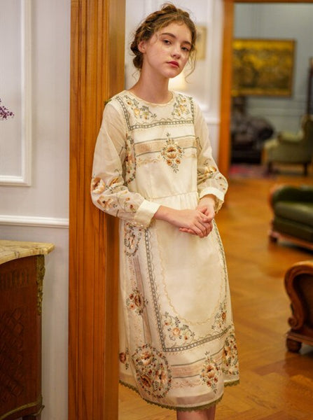 Short Dress Ladies Retro Handmade Limited Edition Antique Exquisite Silk Embroidery Dress